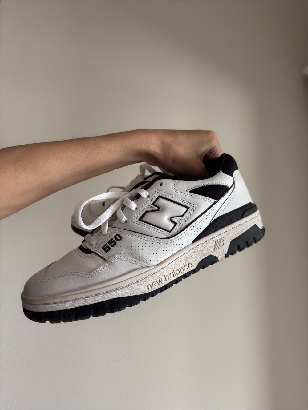 New Balance 550 White and Black Retro Court Sneaker